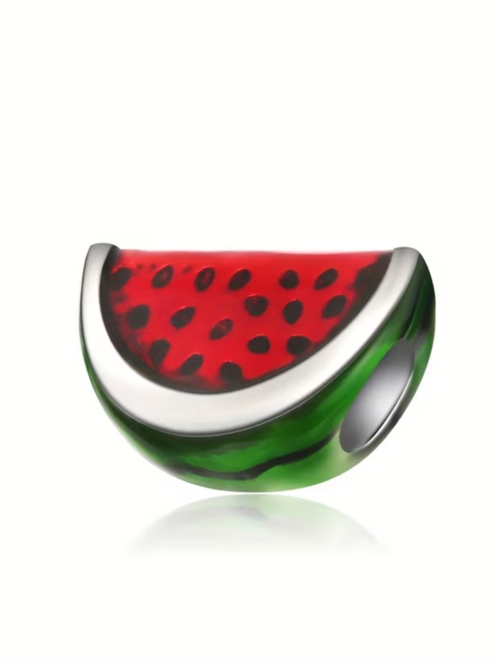 🍉 Sterling Silver Watermelon Slice Charm Red Green Enamel Summer Fruit
